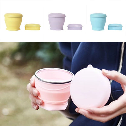 Collapsible Cup - Travel Mug - Camping Cup - Collapsible Cup - Drinking Cup - Coffee Cup To Go - Camping Tableware - Silicone Cup - Outdoor Cup - Folding Cup - Travel Accessories - Cup with Lid - Pink - 1 Piece