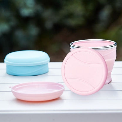 Collapsible Cup - Travel Mug - Camping Cup - Collapsible Cup - Drinking Cup - Coffee Cup To Go - Camping Tableware - Silicone Cup - Outdoor Cup - Folding Cup - Travel Accessories - Cup with Lid - Pink - 1 Piece