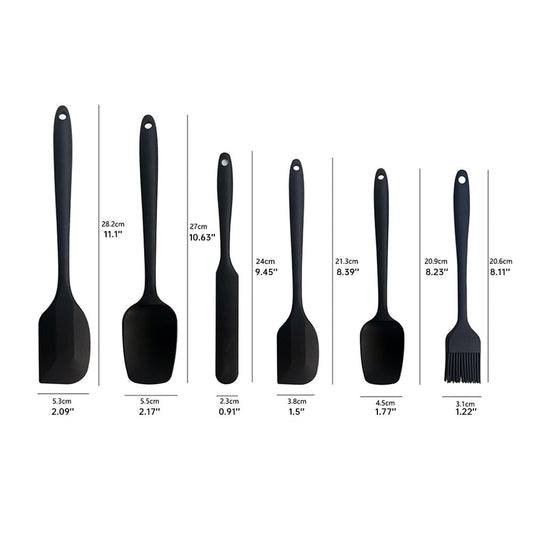 Baking - Silicone Spatulas - Set of 6 Silicone Spatulas, Heat Resistant up to 600°F, Food Safe, BPA Free, Flexible, Suitable for Frying Eggs, Burgers and Pancakes