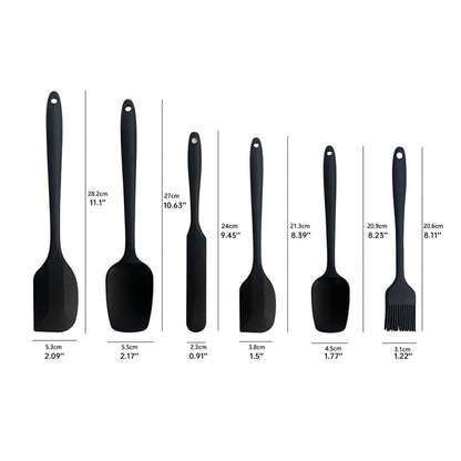 Baking - Silicone Spatulas - Set of 6 Silicone Spatulas, Heat Resistant up to 600°F, Food Safe, BPA Free, Flexible, Suitable for Frying Eggs, Burgers and Pancakes
