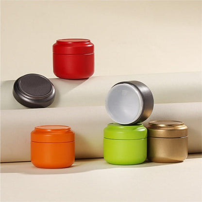 Tea Box - Portable Mini Tea Caddy, Large Tea Storage Container, Small Round Tin Coffee Caddy.