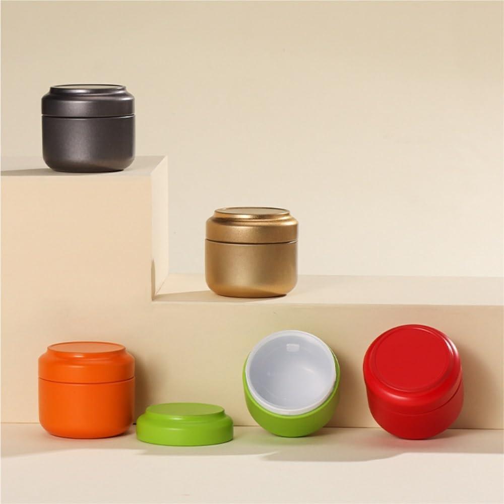 Tea Box - Portable Mini Tea Caddy, Large Tea Storage Container, Small Round Tin Coffee Caddy.