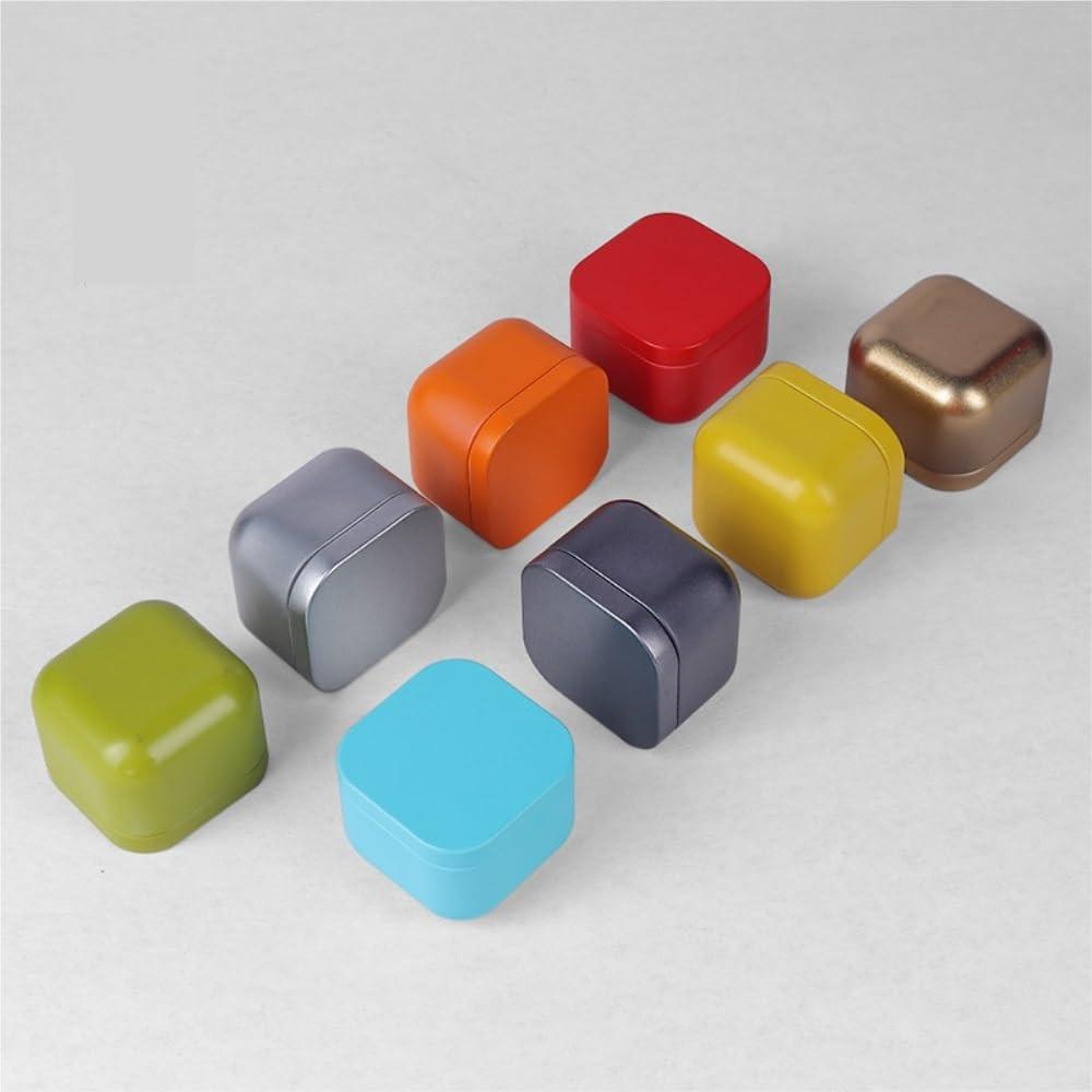 Tea box - Square tin container, tea caddy, metal candy box.