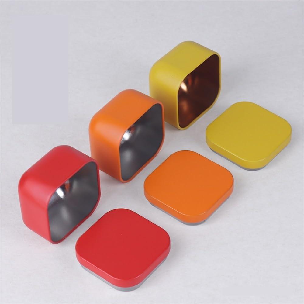 Tea box - Square tin container, tea caddy, metal candy box.