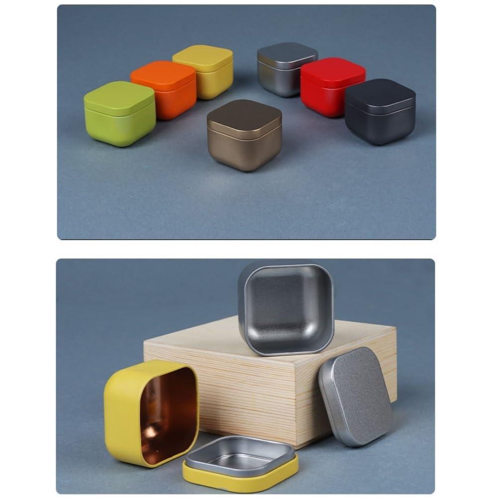 Tea box - Square tin container, tea caddy, metal candy box.