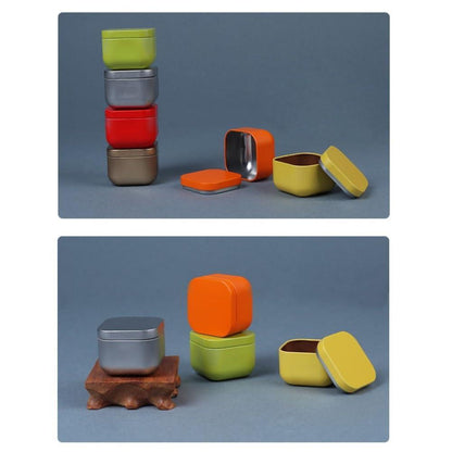 Tea box - Square tin container, tea caddy, metal candy box.