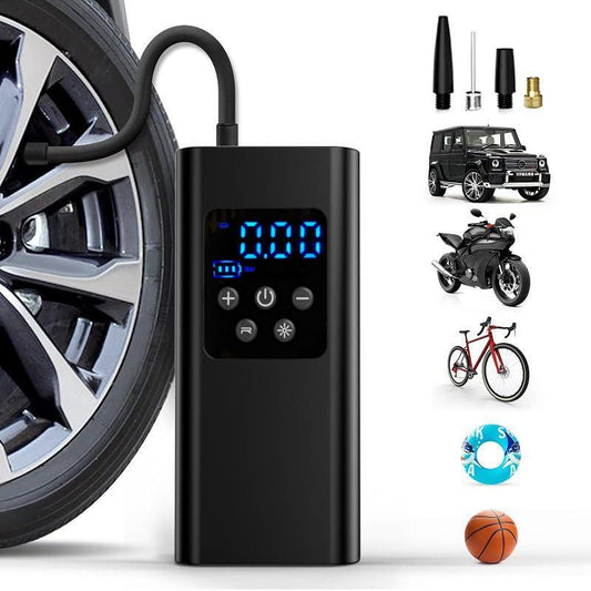 Bicycle pump - Portable digital air pump for cars, handy and wirelessly rechargeable, suitable for motorcycles, bicycles, boats and car tires..