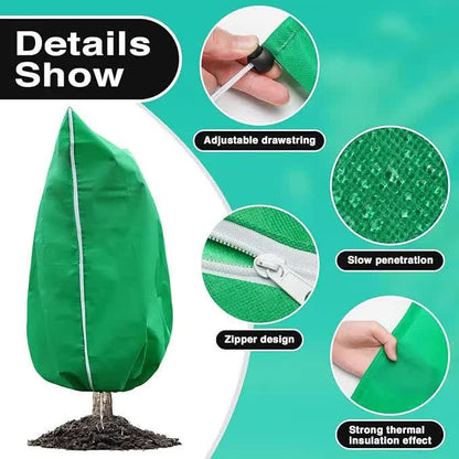 Winter Plant Cover - Protective Cover - Frost Protection - Plant Cover - Fleece - Olive Tree Cover - Palm Tree Protection - With Zipper and Drawstring - Breathable Material - Winter Protection - Cold Resistant - Garden Plants - Green - Frost Cover - 1 Pie