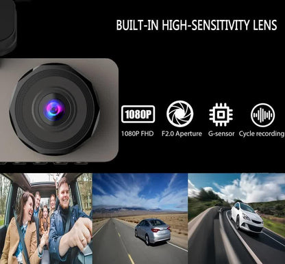 Car Dashcam - 120-degree viewing angle - Night vision - Full HD video - Super compact - Parking mode - Loop recording - Collision detection - Rear view camera - 3.0-inch TNT screen - Car Dashcam.