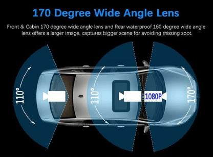Car Dashcam - 120-degree viewing angle - Night vision - Full HD video - Super compact - Parking mode - Loop recording - Collision detection - Rear view camera - 3.0-inch TNT screen - Car Dashcam.