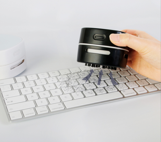 Desk Vacuum Cleaner - Mini Vacuum Cleaner - Table Vacuum Cleaner - Handheld Vacuum Cleaner - Wireless Charger - 2 in 1 - USB Rechargeable - Portable Vacuum Cleaner - Desk Accessories - Gadget - Keyboard Cleaner - Compact - Phone Charger - White - 1 Piece.