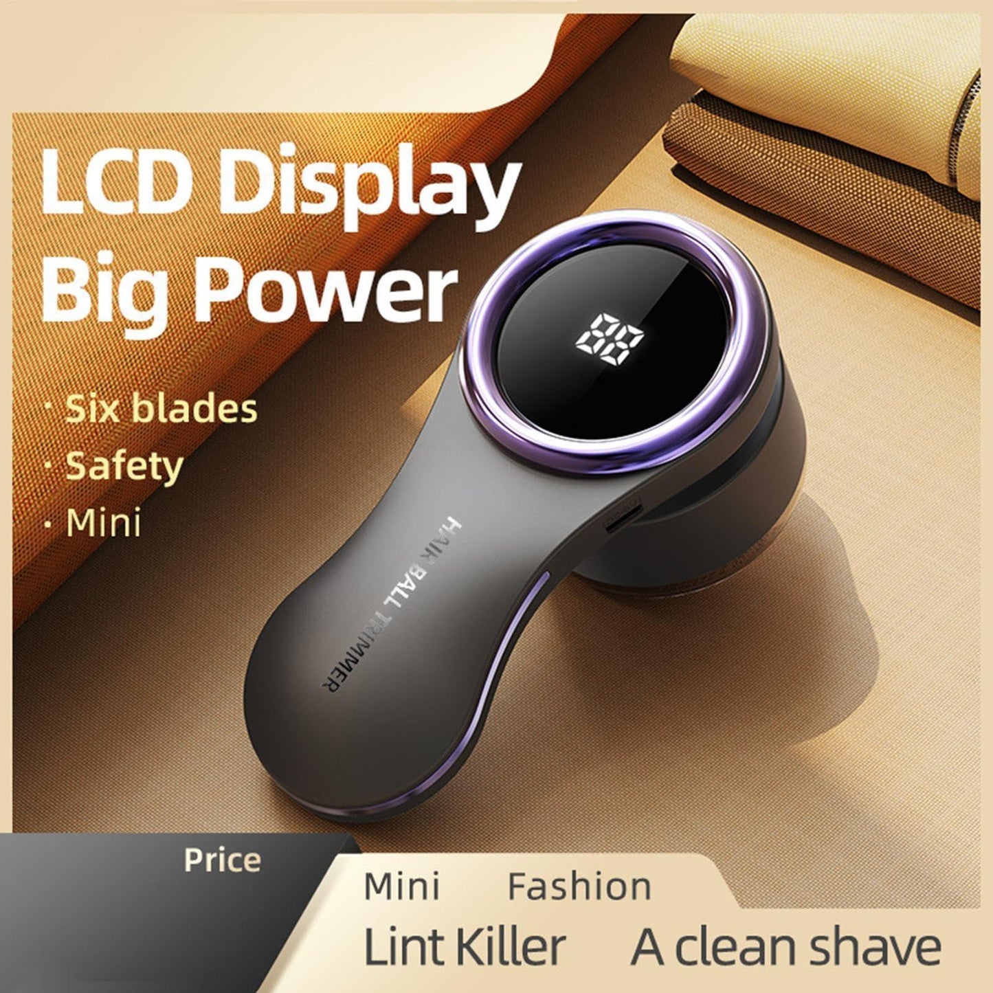 Lint Remover - Lint Trimmer - Lint Remover - Electric Lint Remover - Clothes Roller - Lint Brush - Rechargeable - LED Display - Cordless - Clothes Shaving - Lint Removal - Wool Comb - Large Head - Black - 1 Piece.