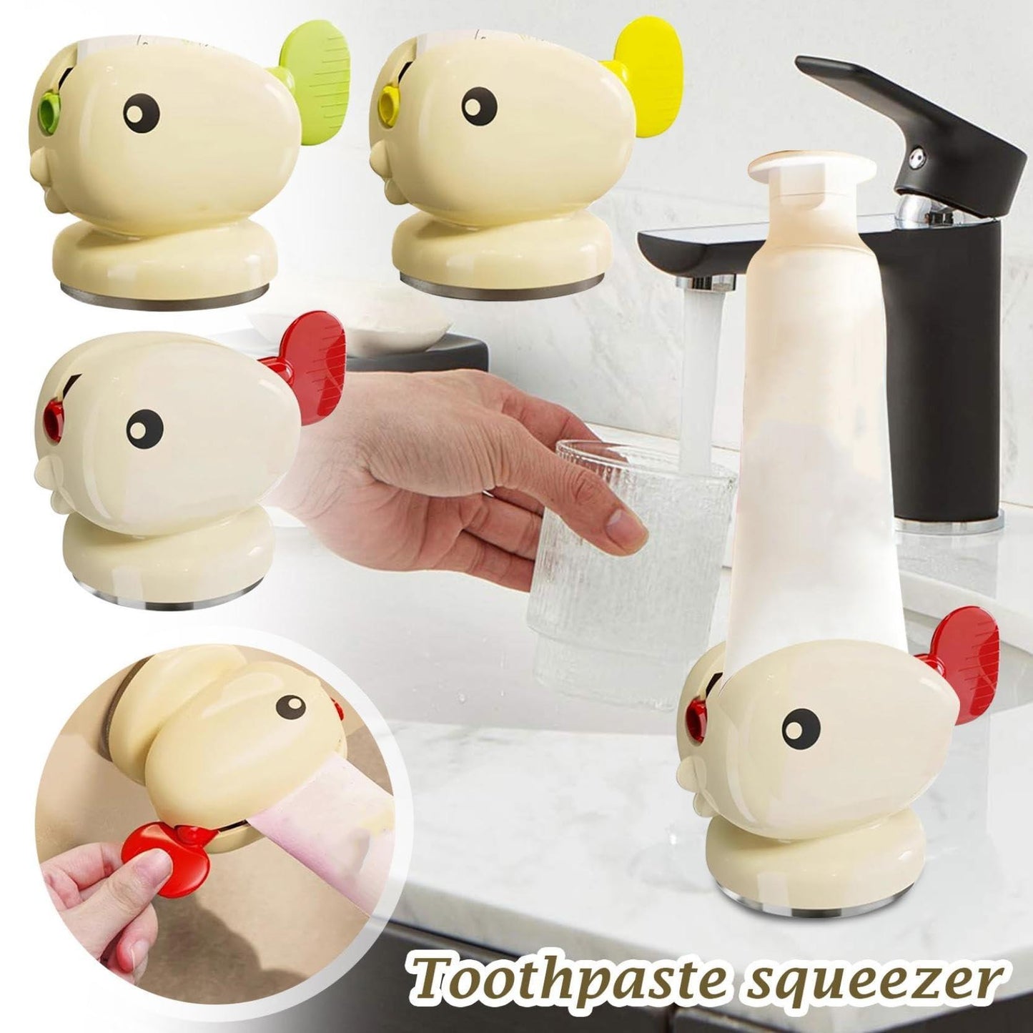 Toothpaste Squeezer - Tube Squeezer - Tube Roller - Toothpaste Holder - Tube Squeezer - Bathroom Accessories - Tube Press - Toothpaste Dispenser - Squeezer - Fish - Children - Bathroom Gadgets - Tube Key - Beige - 1 Piece.