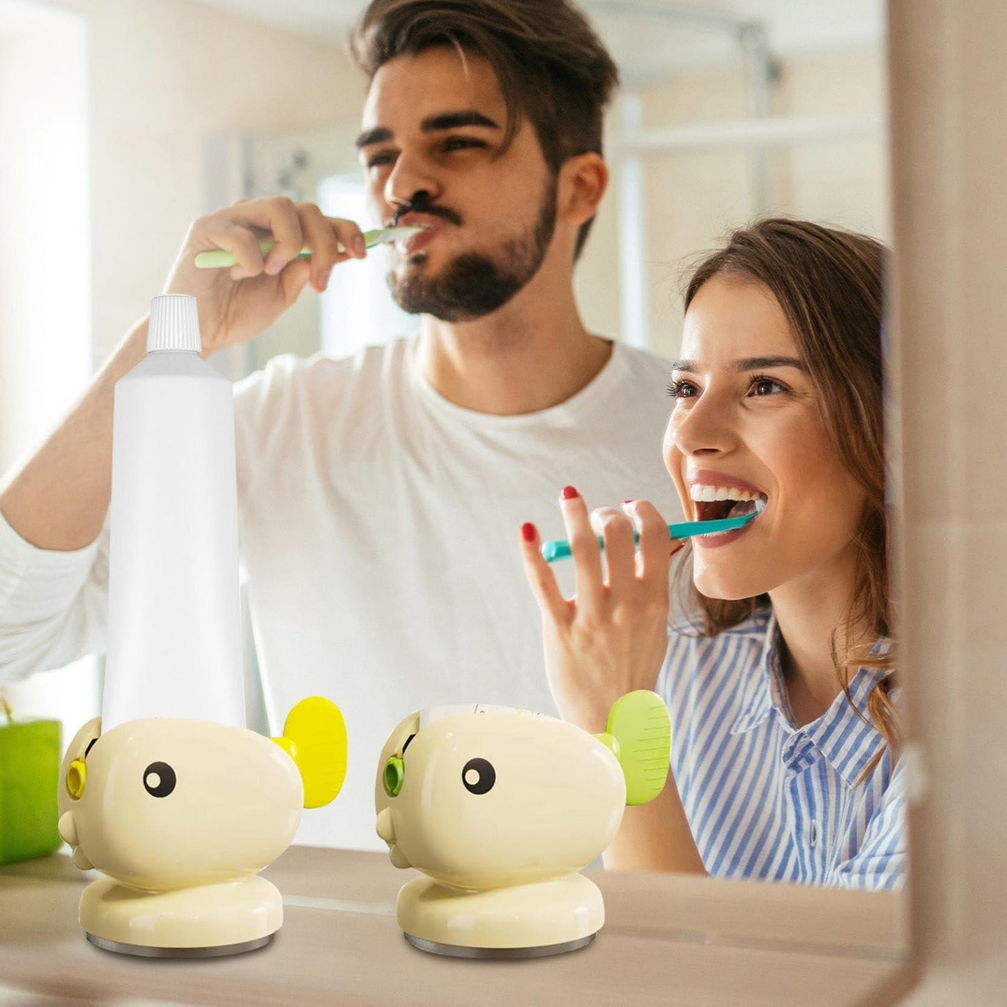 Toothpaste Squeezer - Tube Squeezer - Tube Roller - Toothpaste Holder - Tube Squeezer - Bathroom Accessories - Tube Press - Toothpaste Dispenser - Squeezer - Fish - Children - Bathroom Gadgets - Tube Key - Beige - 1 Piece.