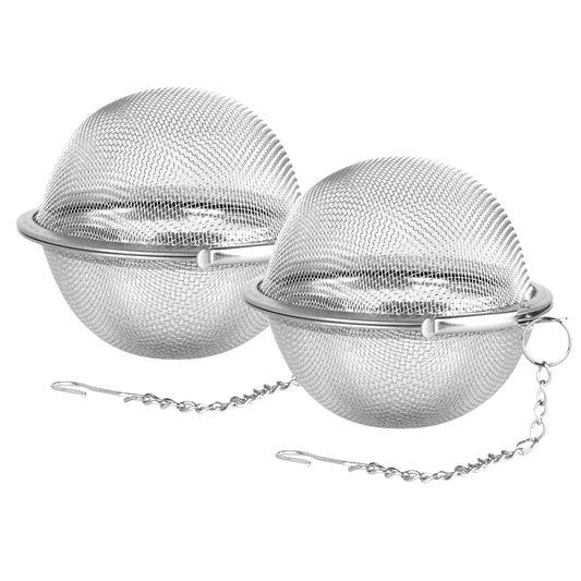 Stainless Steel Tea Egg - Loose Tea Filter - Tea Strainer - Tea Ball - Herb Ball - Spice Filter - Tea Infuser - Reusable Tea Bag - Kitchen Accessories - Gift for Tea Lover - Dishwasher Safe - Teapot Filter - Silver - 2 Pieces.