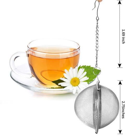 Stainless Steel Tea Egg - Loose Tea Filter - Tea Strainer - Tea Ball - Herb Ball - Spice Filter - Tea Infuser - Reusable Tea Bag - Kitchen Accessories - Gift for Tea Lover - Dishwasher Safe - Teapot Filter - Silver - 2 Pieces.
