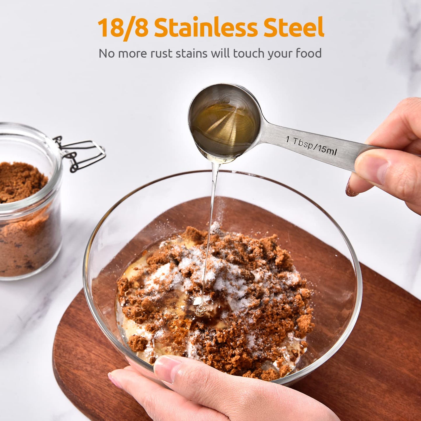 Stainless Steel Measuring Spoons - Measuring Scoop Set - Baking Tools - Kitchen Accessories - Tablespoon and Teaspoon Measure - Coffee Scoop - Stainless Steel - Cookware - Baking Supplies - Dishwasher Safe - Spice Scoops - Silver - 10 Pieces