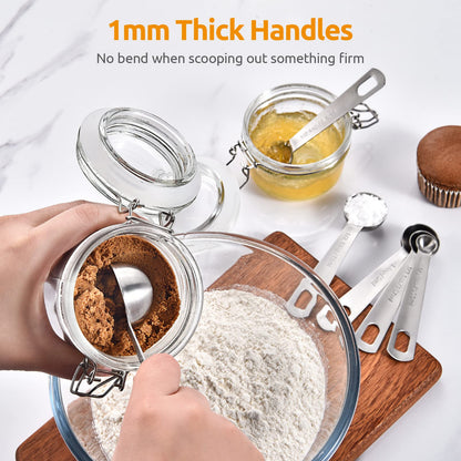 Stainless Steel Measuring Spoons - Measuring Scoop Set - Baking Tools - Kitchen Accessories - Tablespoon and Teaspoon Measure - Coffee Scoop - Stainless Steel - Cookware - Baking Supplies - Dishwasher Safe - Spice Scoops - Silver - 10 Pieces