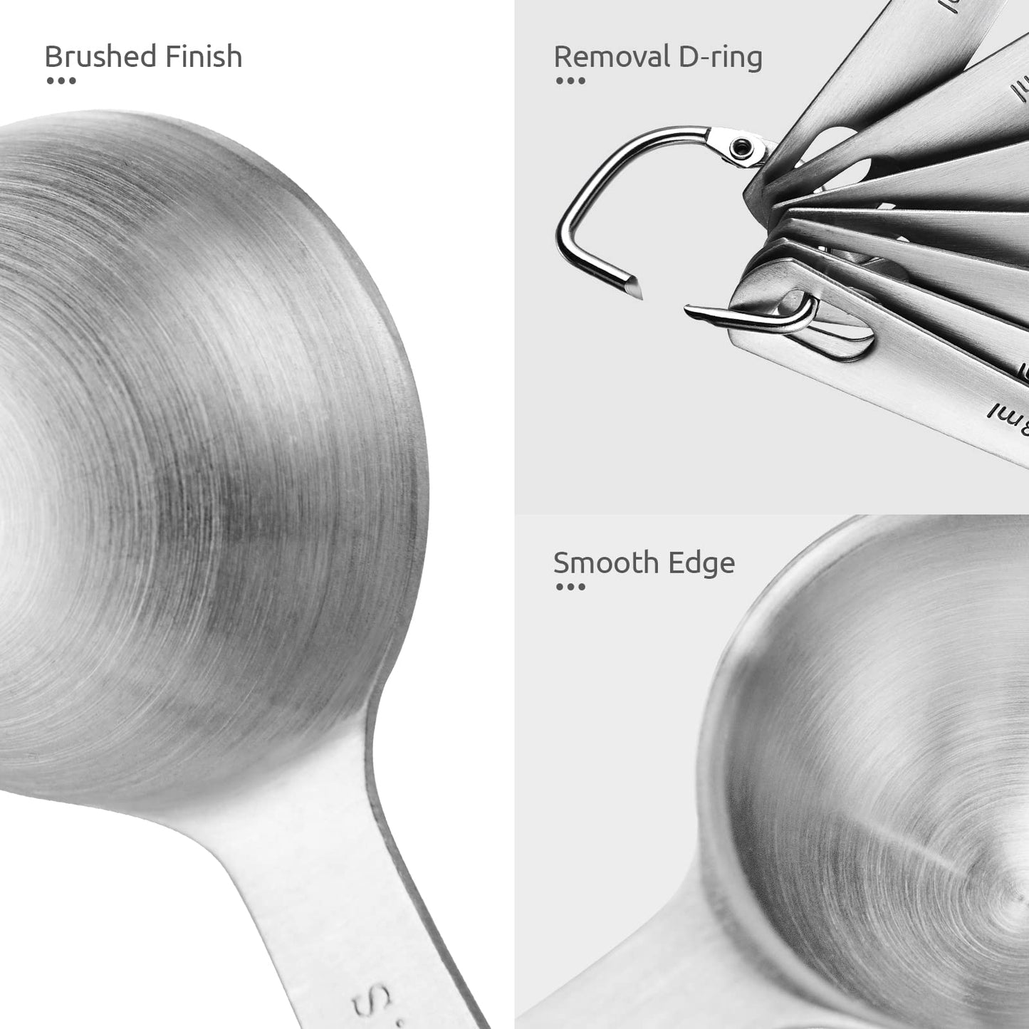 Stainless Steel Measuring Spoons - Measuring Scoop Set - Baking Tools - Kitchen Accessories - Tablespoon and Teaspoon Measure - Coffee Scoop - Stainless Steel - Cookware - Baking Supplies - Dishwasher Safe - Spice Scoops - Silver - 10 Pieces