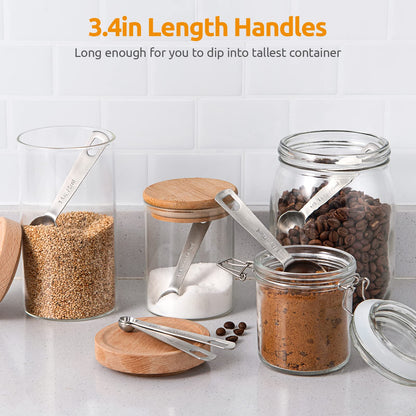 Stainless Steel Measuring Spoons - Measuring Scoop Set - Baking Tools - Kitchen Accessories - Tablespoon and Teaspoon Measure - Coffee Scoop - Stainless Steel - Cookware - Baking Supplies - Dishwasher Safe - Spice Scoops - Silver - 10 Pieces