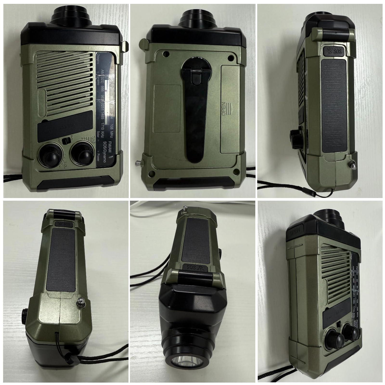 Wind-up Radio - Solar Radio - World Receiver - Portable Radio - Flashlight with Dynamo - Powerbank Function - Camping Radio - Outdoor Gadgets - Rechargeable Flashlight - USB Charger - FM AM Receiver - Hiking - Orange - 1 Piece.