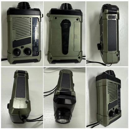 Wind-up Radio - Solar Radio - World Receiver - Portable Radio - Flashlight with Dynamo - Powerbank Function - Camping Radio - Outdoor Gadgets - Rechargeable Flashlight - USB Charger - FM AM Receiver - Hiking - Orange - 1 Piece.