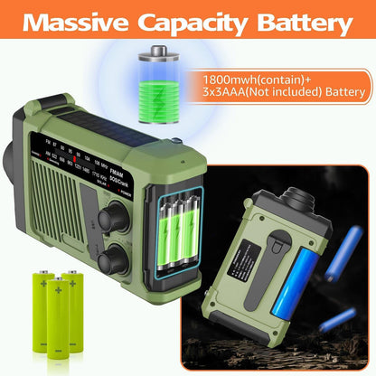 Wind-up Radio - Solar Radio - World Receiver - Portable Radio - Flashlight with Dynamo - Powerbank Function - Camping Radio - Outdoor Gadgets - Rechargeable Flashlight - USB Charger - FM AM Receiver - Hiking - Orange - 1 Piece.