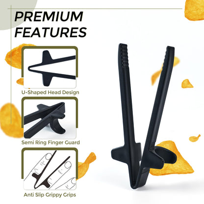 Finger Chopsticks - Gaming Accessories - Snack Sticks - Chip Tongs - Gadgets Men - Gift for Gamer - Computer Accessories - No More Greasy Fingers - Funny Gifts - Snack Tweezers - Reusable - Black White Gray and Pink - 4 Pieces.