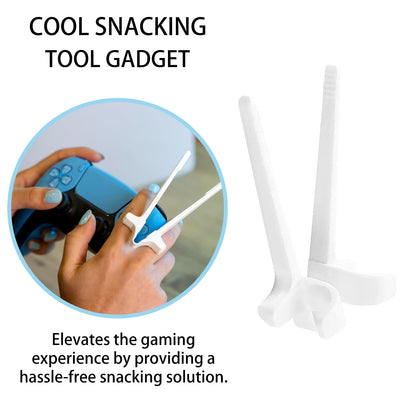 Finger Chopsticks - Gaming Accessories - Snack Sticks - Chip Tongs - Gadgets Men - Gift for Gamer - Computer Accessories - No More Greasy Fingers - Funny Gifts - Snack Tweezers - Reusable - Black White Gray and Pink - 4 Pieces.