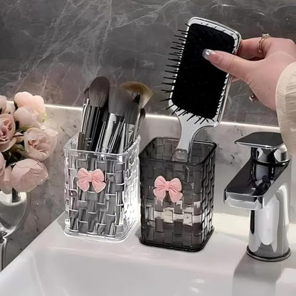 Desk organizer - Organizer - Storage basket - Storage box - Desk accessories - Desk organizer pen tray - Desk organizer pen tray - Bathroom cabinet - Bathroom furniture - Bow - Transparent white - 1 piece