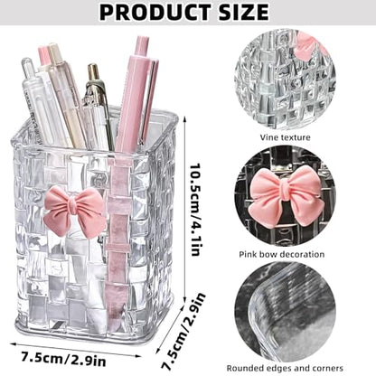 Desk organizer - Organizer - Storage basket - Storage box - Desk accessories - Desk organizer pen tray - Desk organizer pen tray - Bathroom cabinet - Bathroom furniture - Bow - Transparent white - 1 piece
