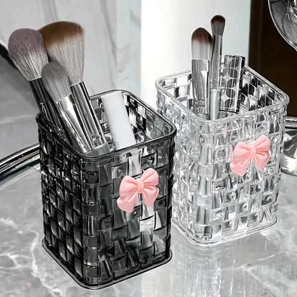 Desk organizer - Organizer - Storage basket - Storage box - Desk accessories - Desk organizer pen tray - Desk organizer pen tray - Bathroom cabinet - Bathroom furniture - Bow - Transparent white - 1 piece
