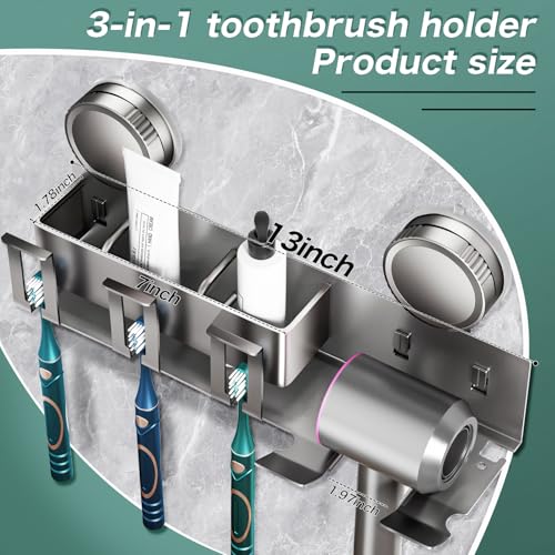 Toothbrush holder - Wall shelf - Bath shelf - Shower rack - Hair dryer shelving unit - Bathroom rack - Storage rack - Storage basket - Organizer - Draining rack - Bathroom furniture - Bathroom - Toilet - Black - 1 piece.