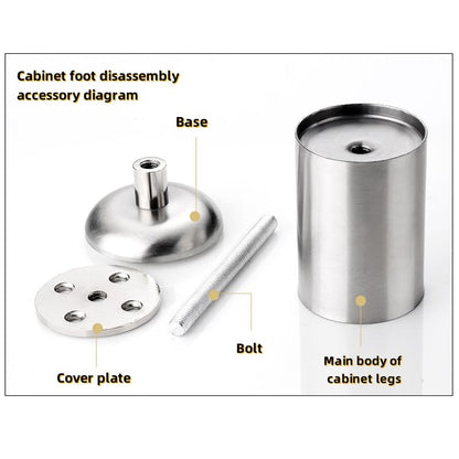 Table legs - bathroom cabinet legs - bathroom furniture legs - desk legs - shoe cabinet legs - wardrobe legs - TV cabinet legs - cabinet legs - wardrobe legs - bookcase legs - dressing table - dining table - footstool - stainless steel - 4 pieces