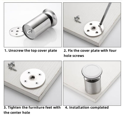 Table legs - bathroom cabinet legs - bathroom furniture legs - desk legs - shoe cabinet legs - wardrobe legs - TV cabinet legs - cabinet legs - wardrobe legs - bookcase legs - dressing table - dining table - footstool - stainless steel - 4 pieces