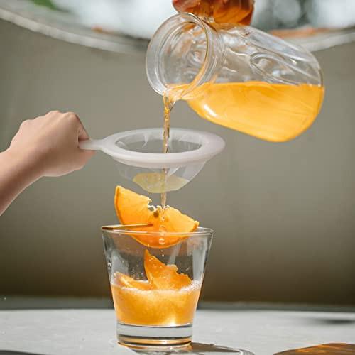 Sieve - Fine sieve - Soy milk sieve - Juicer sieve - Filter - With handle - Kitchen - Ladle - filtering coffee, juice, oil, soy milk - white - 3 pieces.