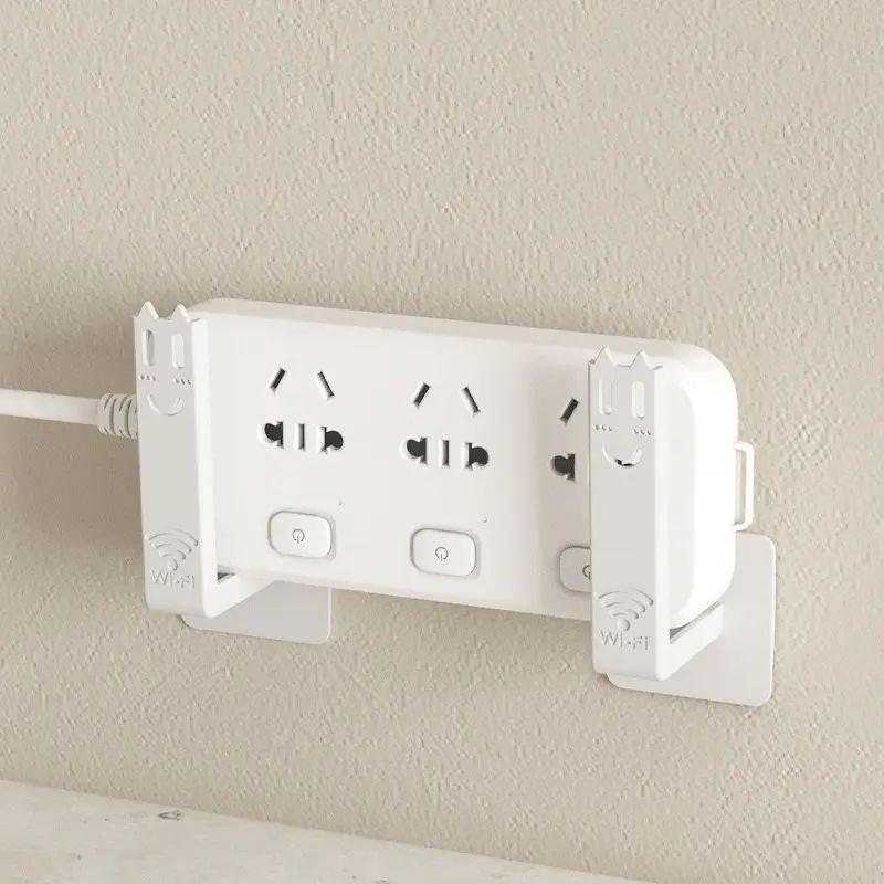 Router Mount Wall - Modem Bracket Without Drilling - WiFi Booster Mounting - Universal Wall Mount - Cable Management - TV Furniture Organizer - Self-Adhesive Mounting System - Electronics Accessories - Media Box Storage - White - 2 Pieces.