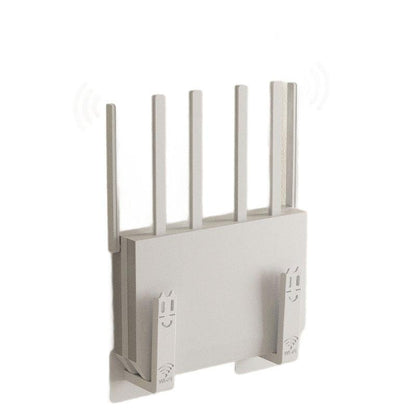 Router Mount Wall - Modem Bracket Without Drilling - WiFi Booster Mounting - Universal Wall Mount - Cable Management - TV Furniture Organizer - Self-Adhesive Mounting System - Electronics Accessories - Media Box Storage - White - 2 Pieces.
