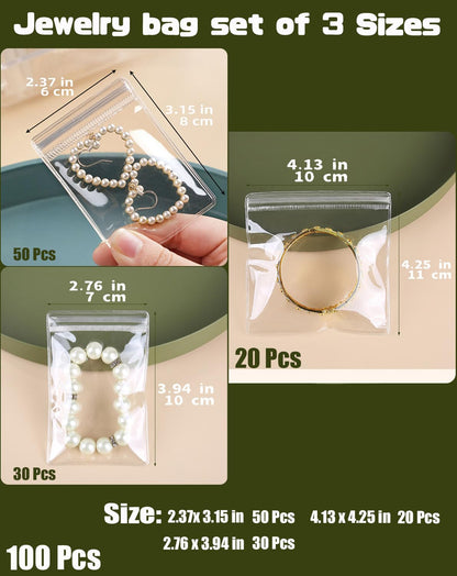 Transparent Grip Bags - Jewelry Bags - Anti-Oxidation - Ziplock Bags - Resealable Plastic Bags - Jewelry Storage - Diamond Painting Accessories - Thickened Sealing Bags - Waterproof & Dust-Free - PVC Packaging - 100 Pieces