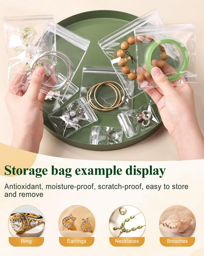 Transparent Grip Bags - Jewelry Bags - Anti-Oxidation - Ziplock Bags - Resealable Plastic Bags - Jewelry Storage - Diamond Painting Accessories - Thickened Sealing Bags - Waterproof & Dust-Free - PVC Packaging - 100 Pieces