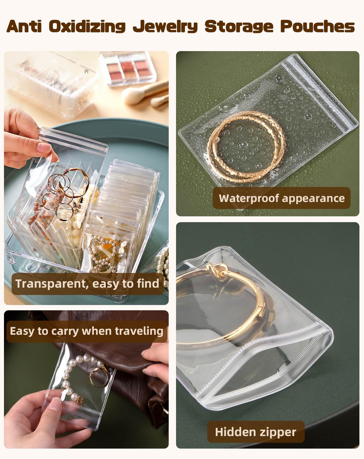 Transparent Grip Bags - Jewelry Bags - Anti-Oxidation - Ziplock Bags - Resealable Plastic Bags - Jewelry Storage - Diamond Painting Accessories - Thickened Sealing Bags - Waterproof & Dust-Free - PVC Packaging - 100 Pieces