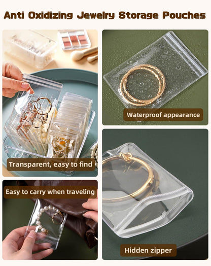 Transparent Grip Bags - Jewelry Bags - Anti-Oxidation - Ziplock Bags - Resealable Plastic Bags - Jewelry Storage - Diamond Painting Accessories - Thickened Sealing Bags - Waterproof & Dust-Free - PVC Packaging - 100 Pieces