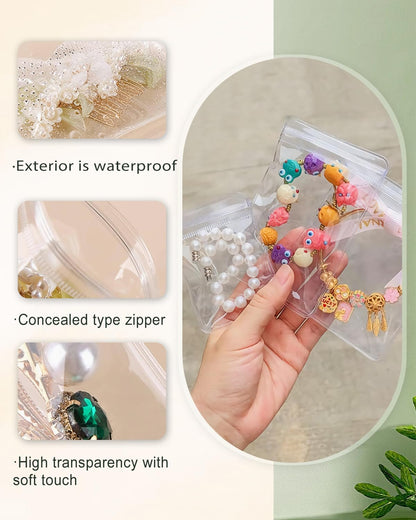 Transparent Grip Bags - Jewelry Bags - Anti-Oxidation - Ziplock Bags - Resealable Plastic Bags - Jewelry Storage - Diamond Painting Accessories - Thickened Sealing Bags - Waterproof & Dust-Free - PVC Packaging - 100 Pieces