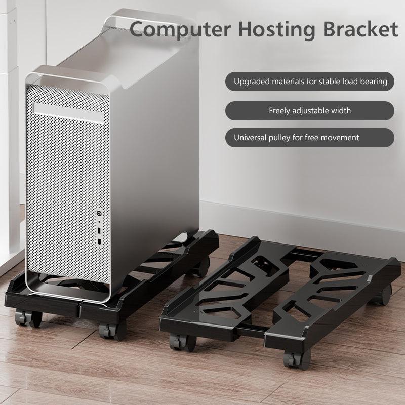 PC Stand with Wheels - Computer Holder - CPU Trolley - Mobile - PC Cart - Desktop Stand - Computer Case Holder - Gaming Setup - Office Supplies - Floor Stand - Computer Accessories - Adjustable Width - Black - 1 Piece.