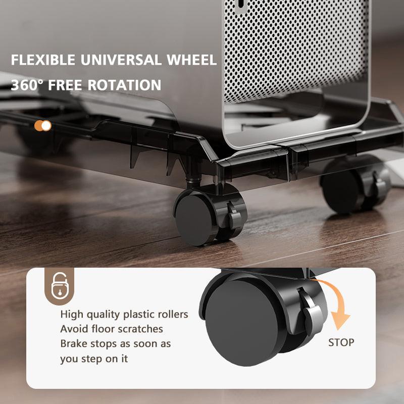 PC Stand with Wheels - Computer Holder - CPU Trolley - Mobile - PC Cart - Desktop Stand - Computer Case Holder - Gaming Setup - Office Supplies - Floor Stand - Computer Accessories - Adjustable Width - Black - 1 Piece.