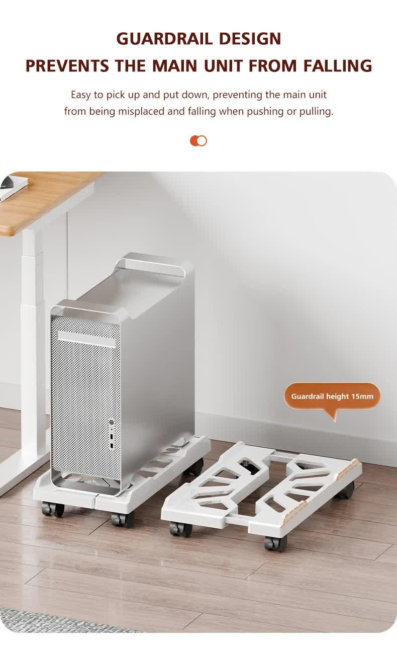 PC Stand with Wheels - Computer Holder - CPU Trolley - Mobile - PC Cart - Desktop Stand - Computer Case Holder - Gaming Setup - Office Supplies - Floor Stand - Computer Accessories - Adjustable Width - Black - 1 Piece.