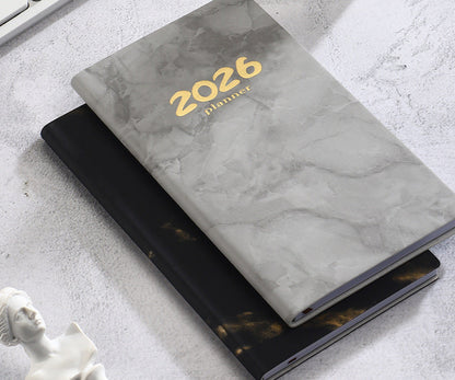 Pocket diary 2026 - A6 diary - Weekly planner - Yearly planner - Organizer - Planner book - 2026 diary for women - School diary - Weekly diary - Compact diary - Diary - Planning tool - Small diary - Marble design - White - 1 piece