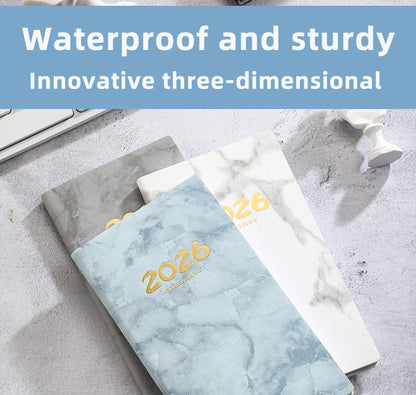 Pocket diary 2026 - A6 diary - Weekly planner - Yearly planner - Organizer - Planner book - 2026 diary for women - School diary - Weekly diary - Compact diary - Diary - Planning tool - Small diary - Marble design - White - 1 piece