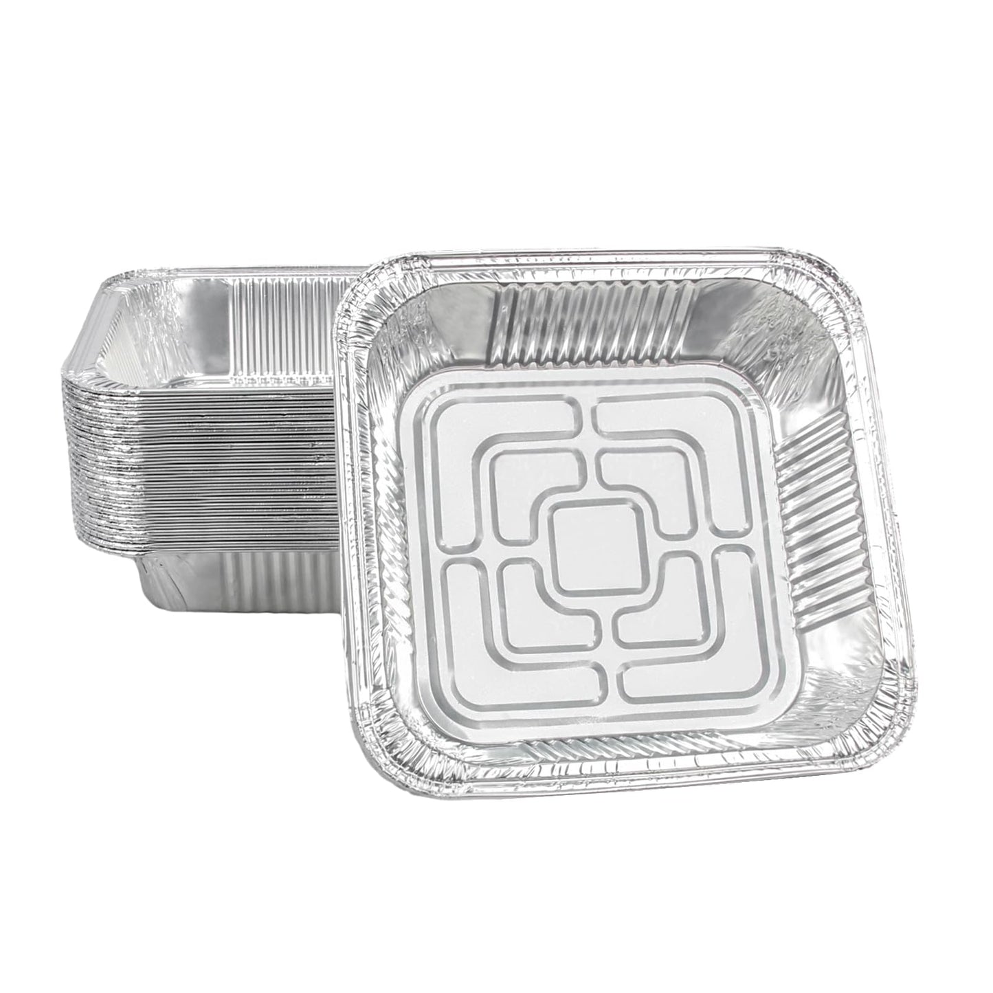 Aluminum Trays - Square Oven Dishes - Air Fryer Trays - Aluminum Bowls - Disposable Trays - BBQ Drip Trays - Grill Accessories - Baking Pans - Heat Resistant - Food Containers - Catering Trays - Meal Prep Trays - Practical - Silver - 50 Pieces