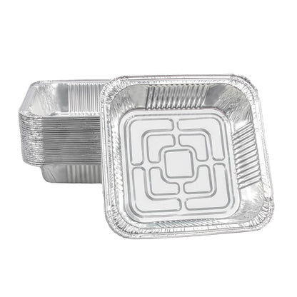Aluminum Trays - Square Oven Dishes - Air Fryer Trays - Aluminum Bowls - Disposable Trays - BBQ Drip Trays - Grill Accessories - Baking Pans - Heat Resistant - Food Containers - Catering Trays - Meal Prep Trays - Practical - Silver - 50 Pieces
